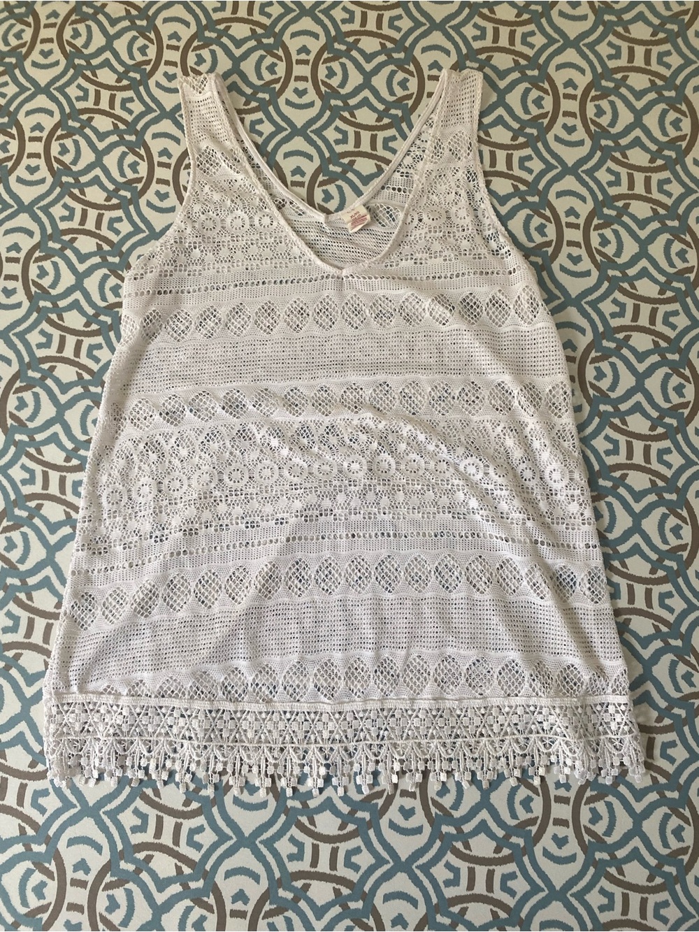 OP White Crochet Fringe Camisole Tank